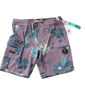 Vissla Purple Tribal Tropics Cargo Board Shorts Size 30
